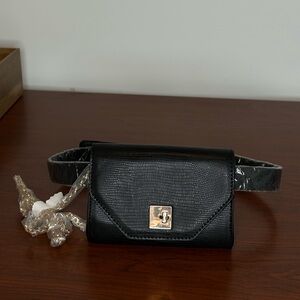 Aqua Black Crossbody Bag with Geometric Design